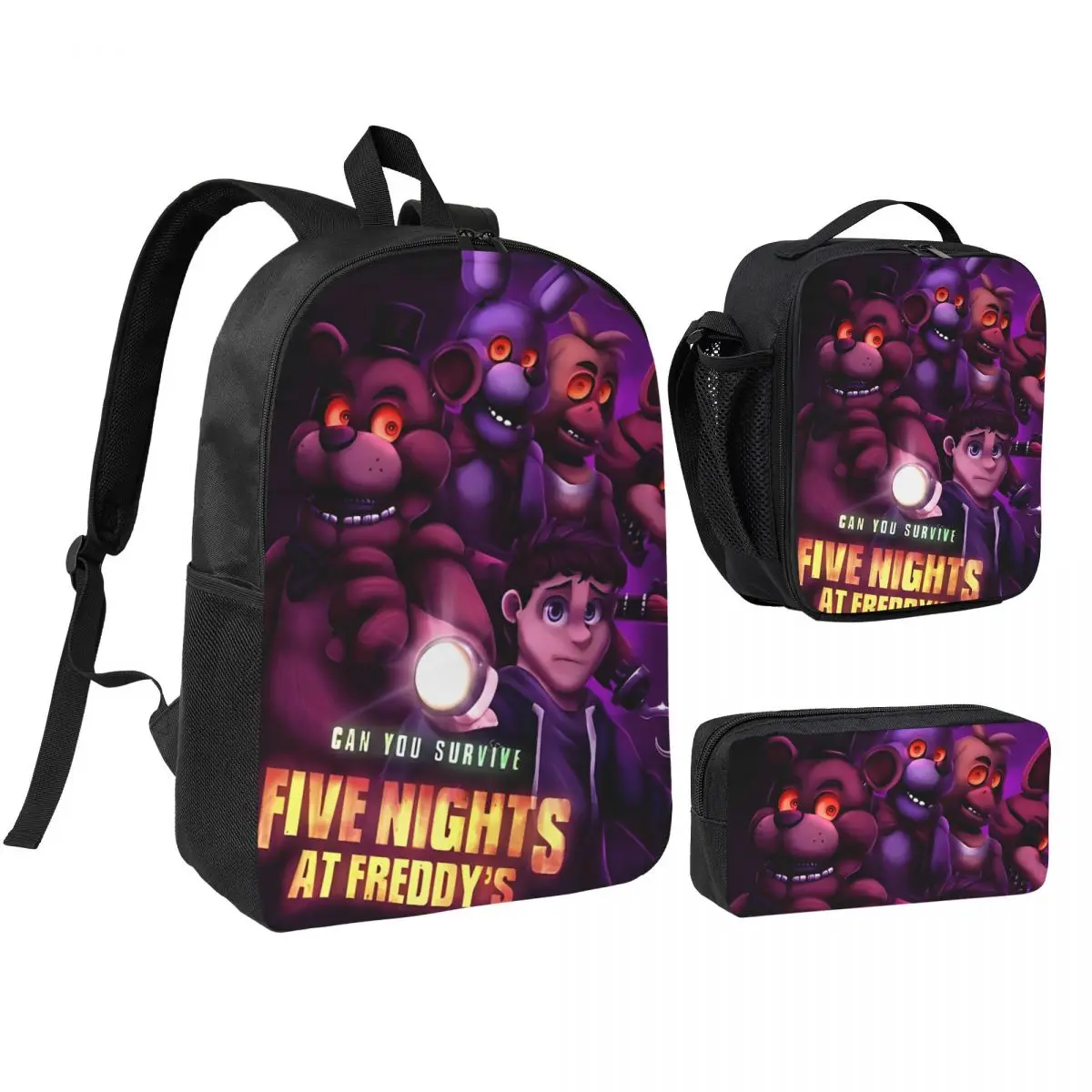 3 шт./компл. рюкзак из фильма FNAF для мальчиков и девочек, сумка на плечо с игрой в кино, сумка для обеда, пенал
3 шт./компл. рюкзак из фильма FNAF для мальчиков и девочек, сумка на плечо с игрой в кино, сумка для обеда, пенал