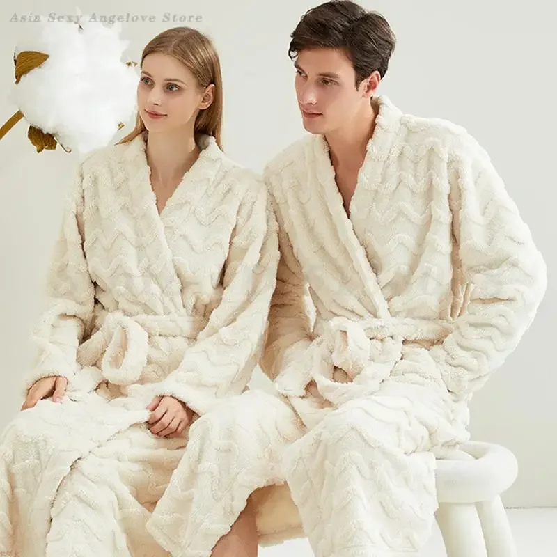 Thick Warm Long Robe Couple Sleepwear Autumn Winter New Coral Fleece Kimono Bathrobe Gown Home Clothes Casual Flannel Nightgown
Thick Warm Long Robe Couple Sleepwear Autumn Winter New Coral Fleece Kimono Bathrobe Gown Home Clothes Casual Flannel Nightgown