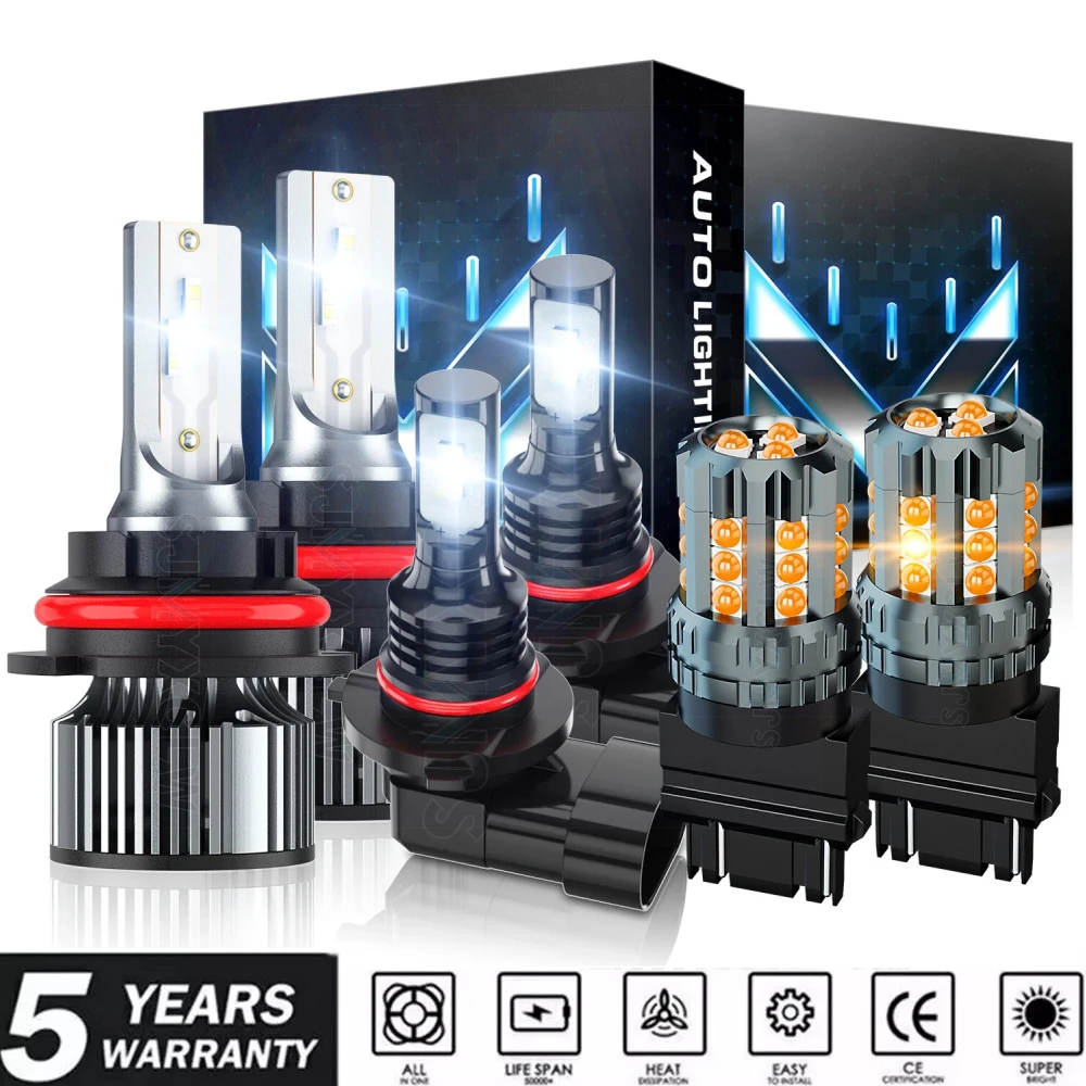 6x Canbus 9007+9145+3157 LED Headlight+Turn Signal+Fog Light Blubs Kit 9-32V 6500K 100000LM 500% Super Brighter 1:1 Same Size
6x Canbus 9007+9145+3157 LED Headlight+Turn Signal+Fog Light Blubs Kit 9-32V 6500K 100000LM 500% Super Brighter 1:1 Same Size