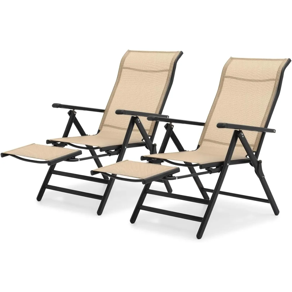Outdoor Patio Folding Chairs Set of 2, Portable Dining Chairs with Armrests, Lounge Chairs with Footrests for Camping, Beach
Outdoor Patio Folding Chairs Set of 2, Portable Dining Chairs with Armrests, Lounge Chairs with Footrests for Camping, Beach