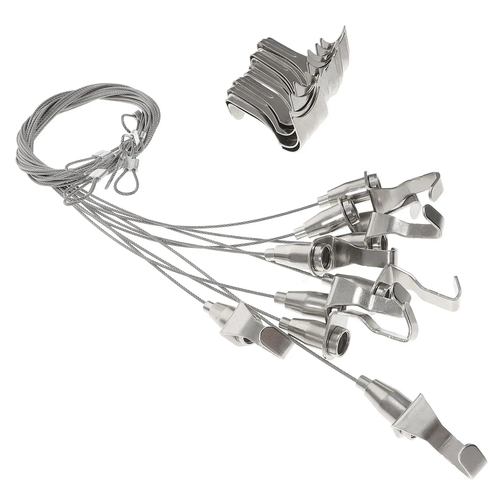 10pcs Picture Hanging Wire Heavy Duty Stainless Steel Rope Adjustable Cable Track Hooks Fit All Moldings Silver Color
10pcs Picture Hanging Wire Heavy Duty Stainless Steel Rope Adjustable Cable Track Hooks Fit All Moldings Silver Color