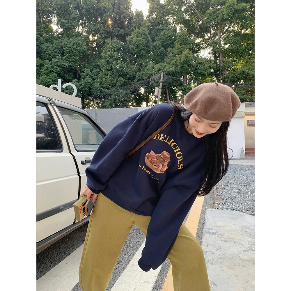 American Vibe round Neck Fleece Lined Sweatshirt Women's Spring Autumn Thin New Winter Warm Outerwear Top Super Beautiful
American Vibe round Neck Fleece Lined Sweatshirt Women's Spring Autumn Thin New Winter Warm Outerwear Top Super Beautiful