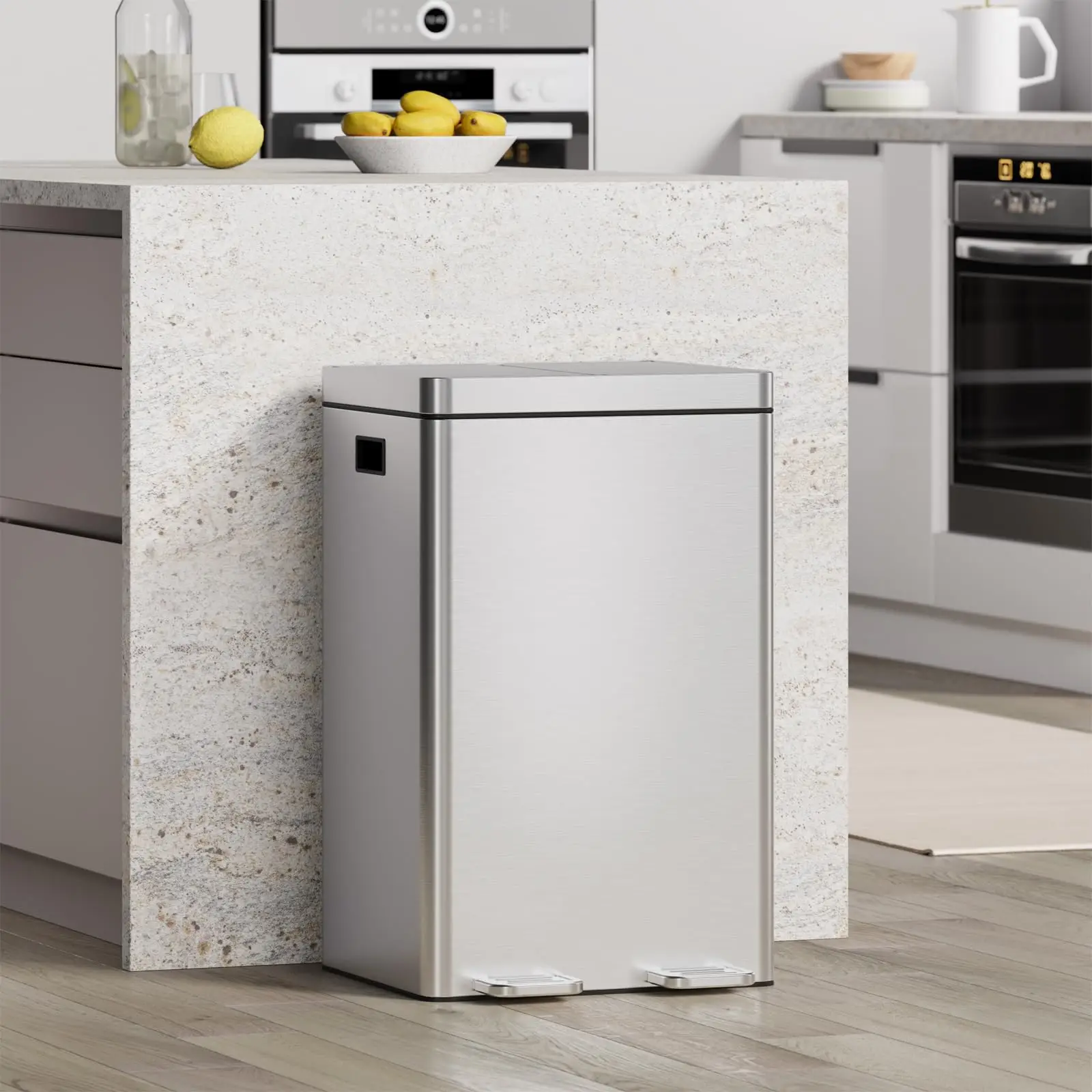 Dual Kitchen Trash Can 16 Gallon Stainless Steel Garbage Can With Soft-Close Lid Step Pedal 2 Removable Buckets Recycle Bin
Dual Kitchen Trash Can 16 Gallon Stainless Steel Garbage Can With Soft-Close Lid Step Pedal 2 Removable Buckets Recycle Bin