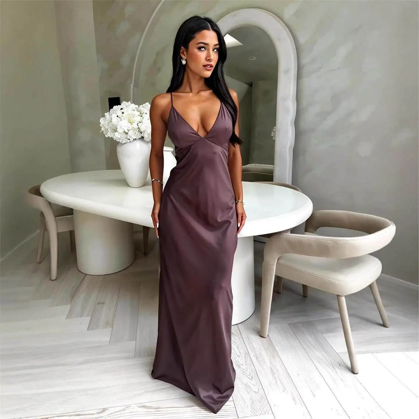 Elegant V-Neck Fashionable Waist-Cinching Summer 2025 New Cross-Border Women's Dress High Waist A-Line Skirt Single Piece
Elegant V-Neck Fashionable Waist-Cinching Summer 2025 New Cross-Border Women's Dress High Waist A-Line Skirt Single Piece