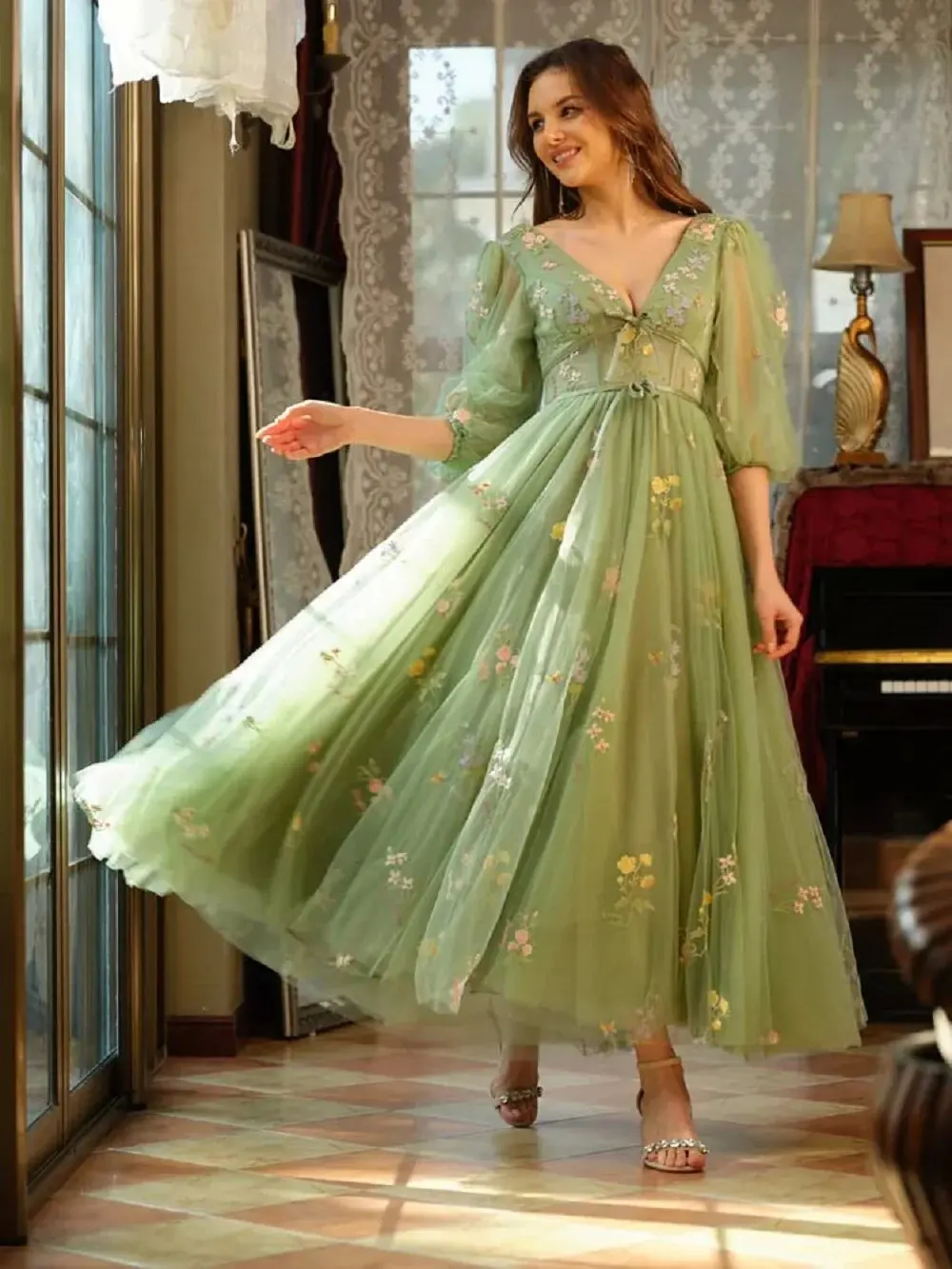 Puffy Sleeve Fairy Prom Dresses 2023 Flower Embroidery Tulle A Line Long Sleeves Evening Party Gowns Flower Ball Gown For Women
Puffy Sleeve Fairy Prom Dresses 2023 Flower Embroidery Tulle A Line Long Sleeves Evening Party Gowns Flower Ball Gown For Women