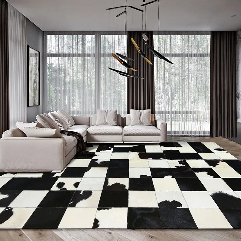 Modern Black White Cowhide Patchwork Rugs Carpet Living Room Real Cow Leather Bedroom Cloakroom Carpet Parlor Sofa Floor Mat
Modern Black White Cowhide Patchwork Rugs Carpet Living Room Real Cow Leather Bedroom Cloakroom Carpet Parlor Sofa Floor Mat