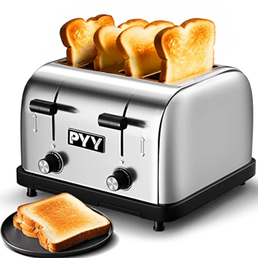 Professional 4-Slice Commercial Toaster 1800W Stainless Steel Heavy Duty Toaster with 6 Browning Levels 1.57 Wide Slots Removab
Professional 4-Slice Commercial Toaster 1800W Stainless Steel Heavy Duty Toaster with 6 Browning Levels 1.57 Wide Slots Removab