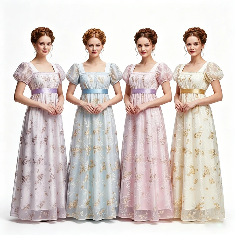 Women Regency Dresses Floral Maxi Dress Square Neck Puff Sleeve Empire Waist Gown Party Wedding Evening Dance Elegance Costume
Women Regency Dresses Floral Maxi Dress Square Neck Puff Sleeve Empire Waist Gown Party Wedding Evening Dance Elegance Costume