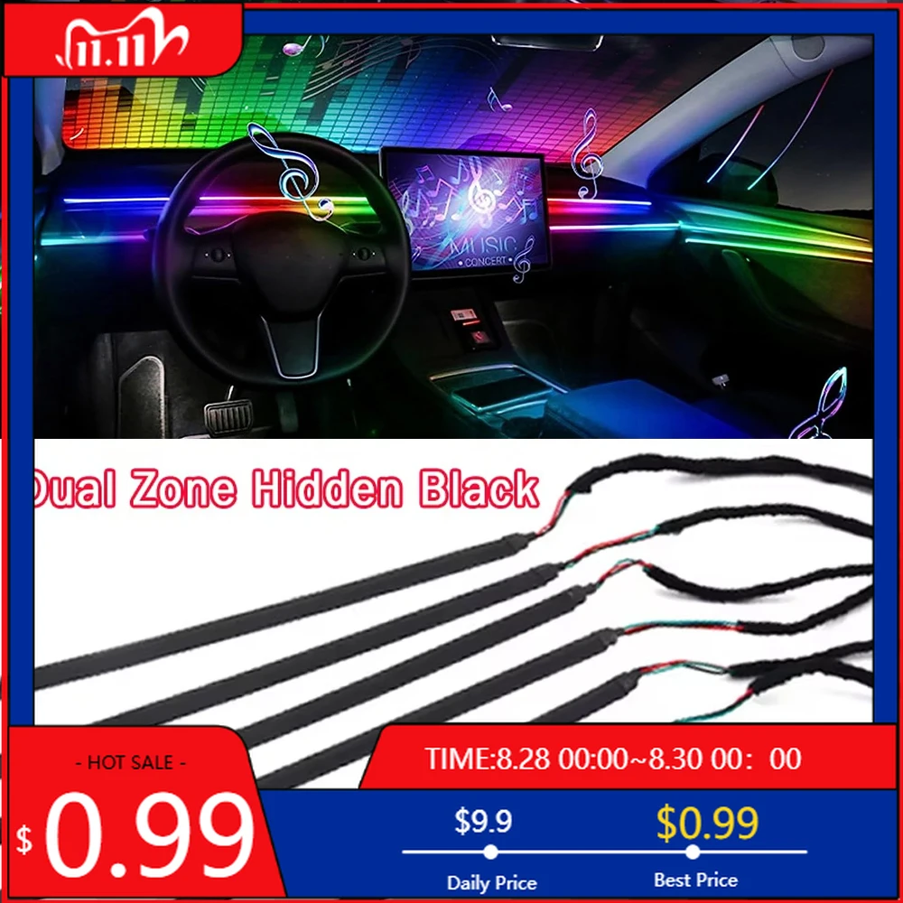 Горячая 18/22 в 1, автомобильная скрытая окружающая подсветка, двухзонная RGB симфония, акриловые полоски, матовый черный интерьер, наклейки для интерьера
Горячая 18/22 в 1, автомобильная скрытая окружающая подсветка, двухзонная RGB симфония, акриловые полоски, матовый черный интерьер, наклейки для интерьера