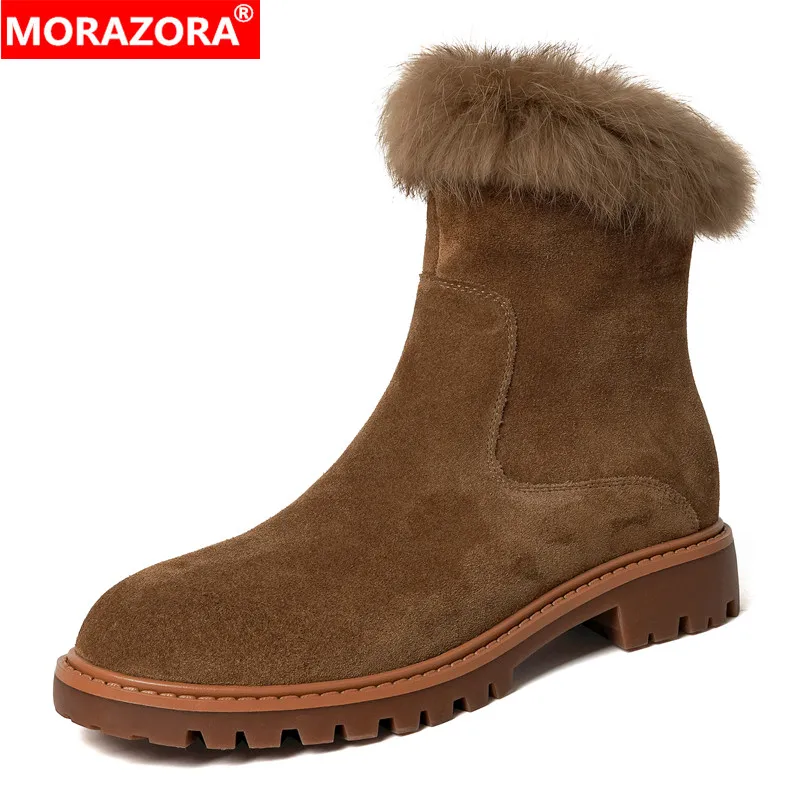 MORAZORA New Suede Leather Snow Boots Women Zipper Rabbit Fur Ankle Boots Square Low Heels Ladies Winter Boots Ladies Shoes
MORAZORA New Suede Leather Snow Boots Women Zipper Rabbit Fur Ankle Boots Square Low Heels Ladies Winter Boots Ladies Shoes