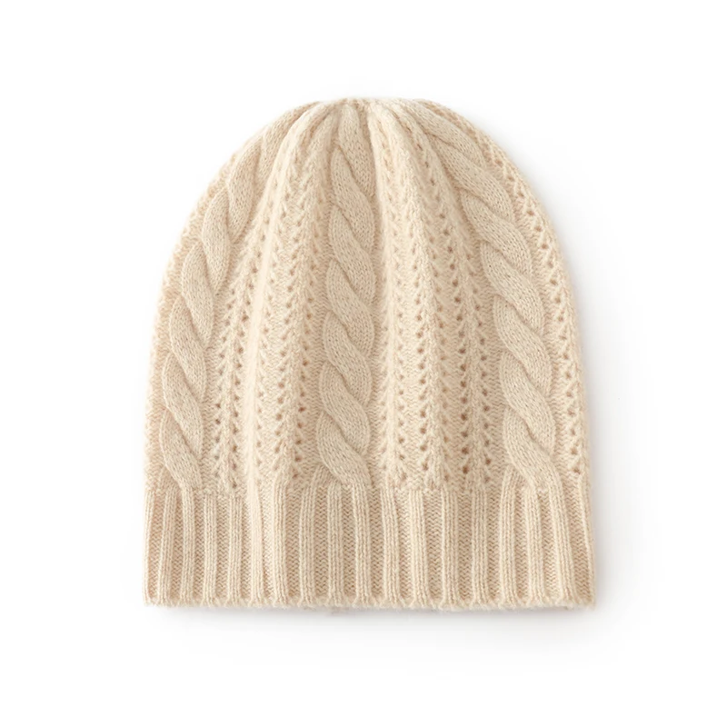 Женская вязаная шапка из 100% чистой шерсти, витая, сохраняющая тепло, морозостойкая, с полым дизайном, универсальная однотонная осенне-зимняя шапка
Женская вязаная шапка из 100% чистой шерсти, витая, сохраняющая тепло, морозостойкая, с полым дизайном, универсальная однотонная осенне-зимняя шапка