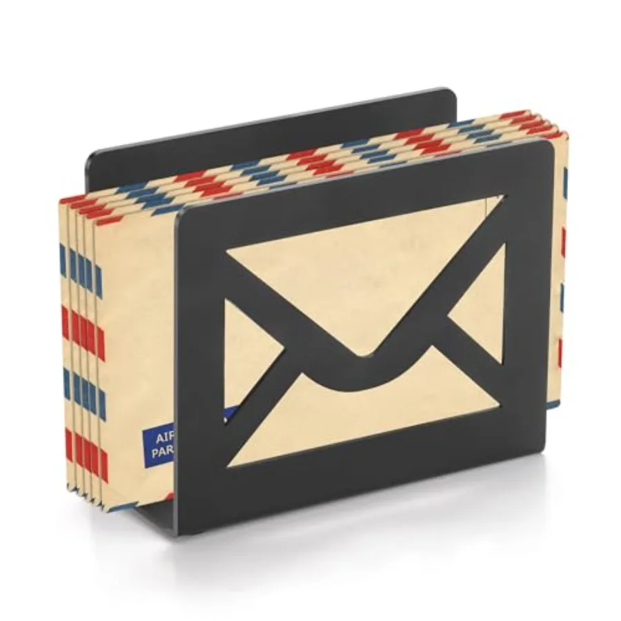 Desktop Metal Mail Holder, Modern Letter Organizer for Desk with Cutout Envelope Design, Home and Office Envelope and Document
Desktop Metal Mail Holder, Modern Letter Organizer for Desk with Cutout Envelope Design, Home and Office Envelope and Document