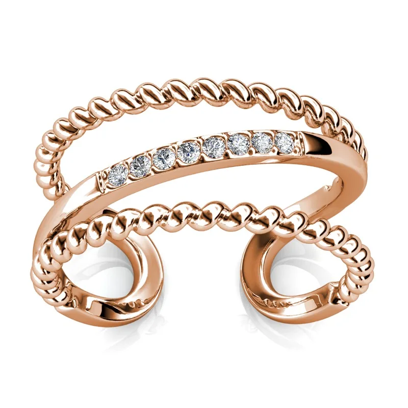 Daisini 925 Sterling Silver 18k Rose Gold Plated Open Size Line Rings with Swarovski Crystals Brilliant Engagement Fine Jewelry
Daisini 925 Sterling Silver 18k Rose Gold Plated Open Size Line Rings with Swarovski Crystals Brilliant Engagement Fine Jewelry