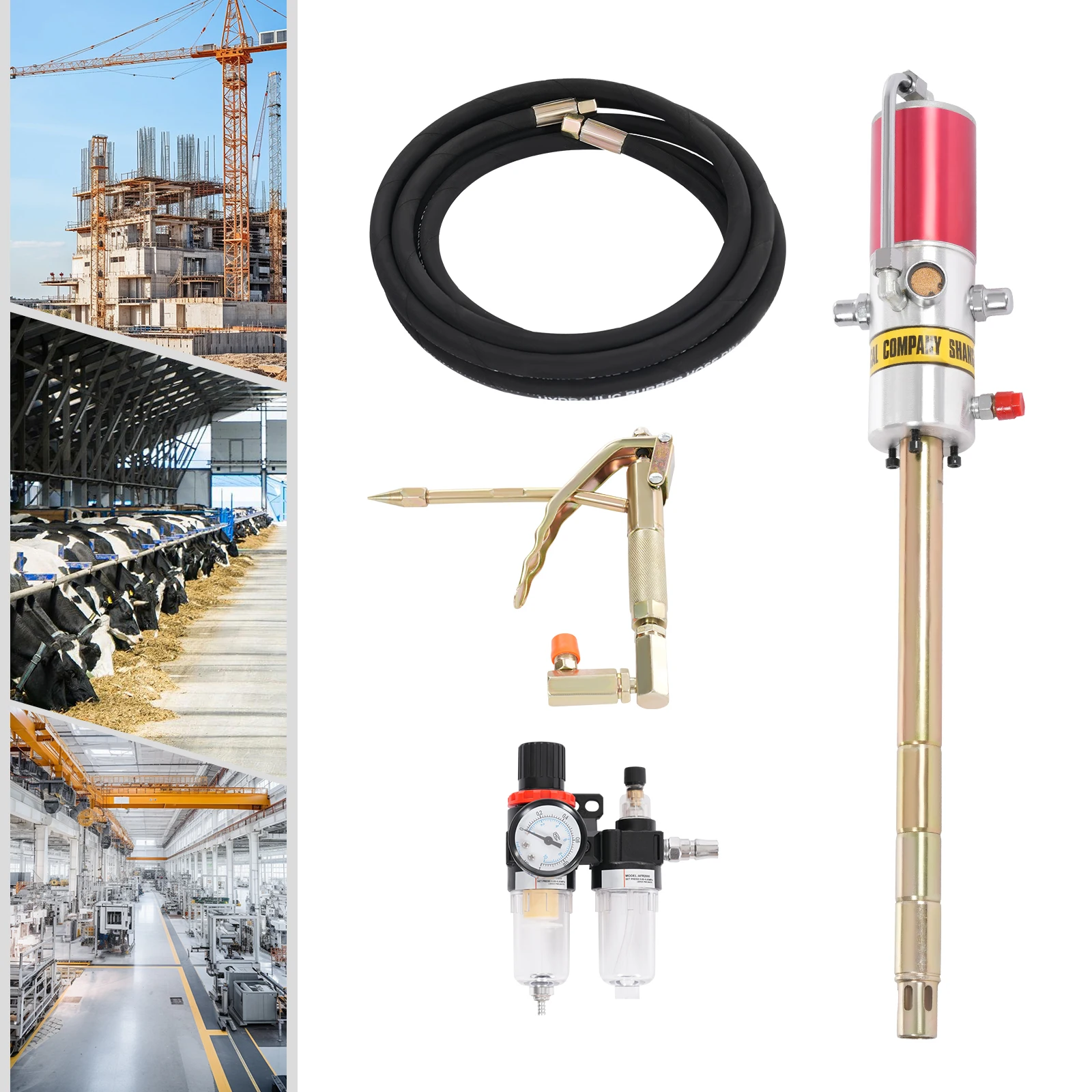 50:1 Ratio Air Operated Grease Pump Oil Injector with High Pressure Pipe&Oil Water Separator
50:1 Ratio Air Operated Grease Pump Oil Injector with High Pressure Pipe&Oil Water Separator