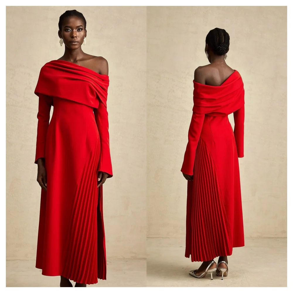 Customized Customized Simple Red Jersey Evening Dress Modern One Shoulder Long Sleeves Party Dress Temperament Straight Celebrit
Customized Customized Simple Red Jersey Evening Dress Modern One Shoulder Long Sleeves Party Dress Temperament Straight Celebrit
