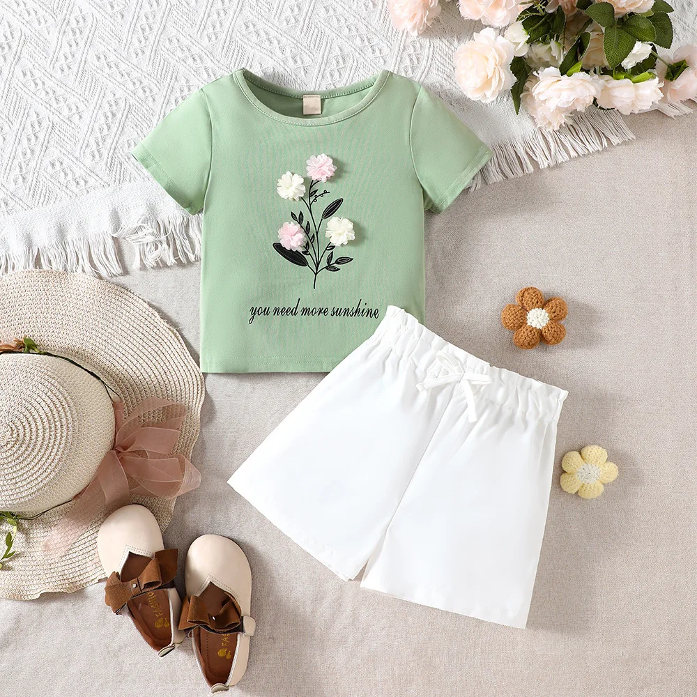 2025 Summer Child Clothes Sets Short O Neck Flowers T-shirt White Shorts 2 Piece Sets Girls Clothes Sets 2-7T
2025 Summer Child Clothes Sets Short O Neck Flowers T-shirt White Shorts 2 Piece Sets Girls Clothes Sets 2-7T