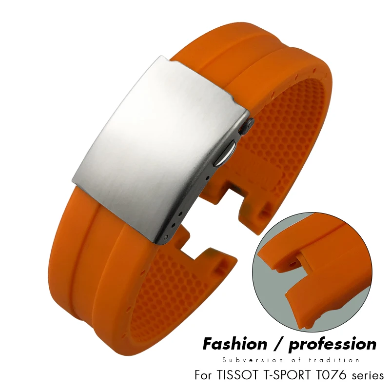 7mmConcave End 21mm Soft Rubber Silicone Watchband for Tissot T076 T076.417 Black Orange Red Sport Watch Strap Bracelets
7mmConcave End 21mm Soft Rubber Silicone Watchband for Tissot T076 T076.417 Black Orange Red Sport Watch Strap Bracelets