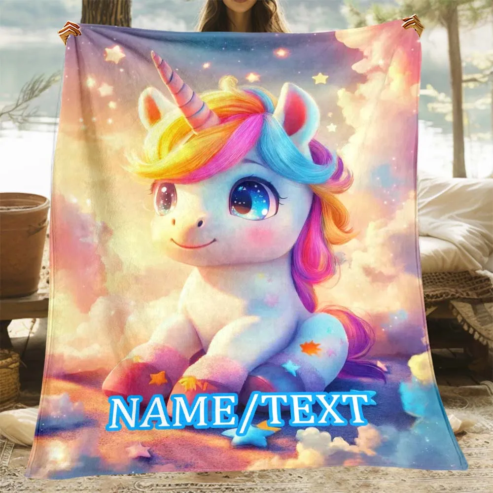 1pc Personalized Cute Rainbow Unicorn Fleece Blanket, Custom Name Soft Cozy Throw Blanket for
1pc Personalized Cute Rainbow Unicorn Fleece Blanket, Custom Name Soft Cozy Throw Blanket for