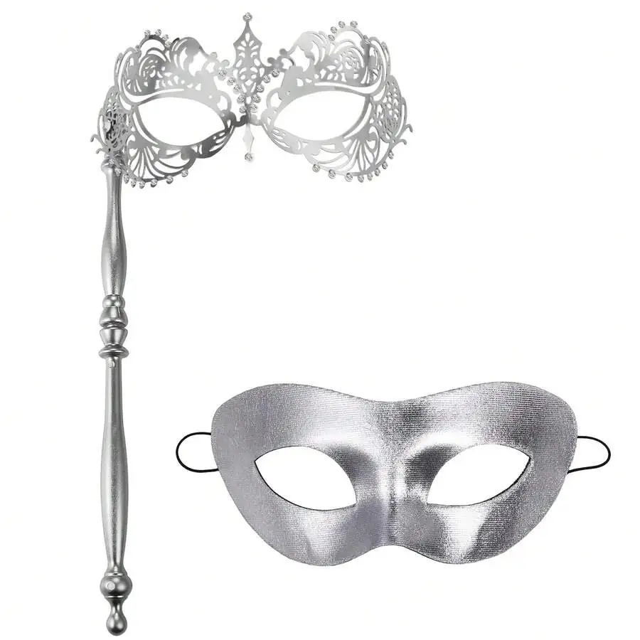 Venetian Masquerade Mask With Stick And Solid Silver Mask For Halloween Cosplay Wedding Carnival
Venetian Masquerade Mask With Stick And Solid Silver Mask For Halloween Cosplay Wedding Carnival
