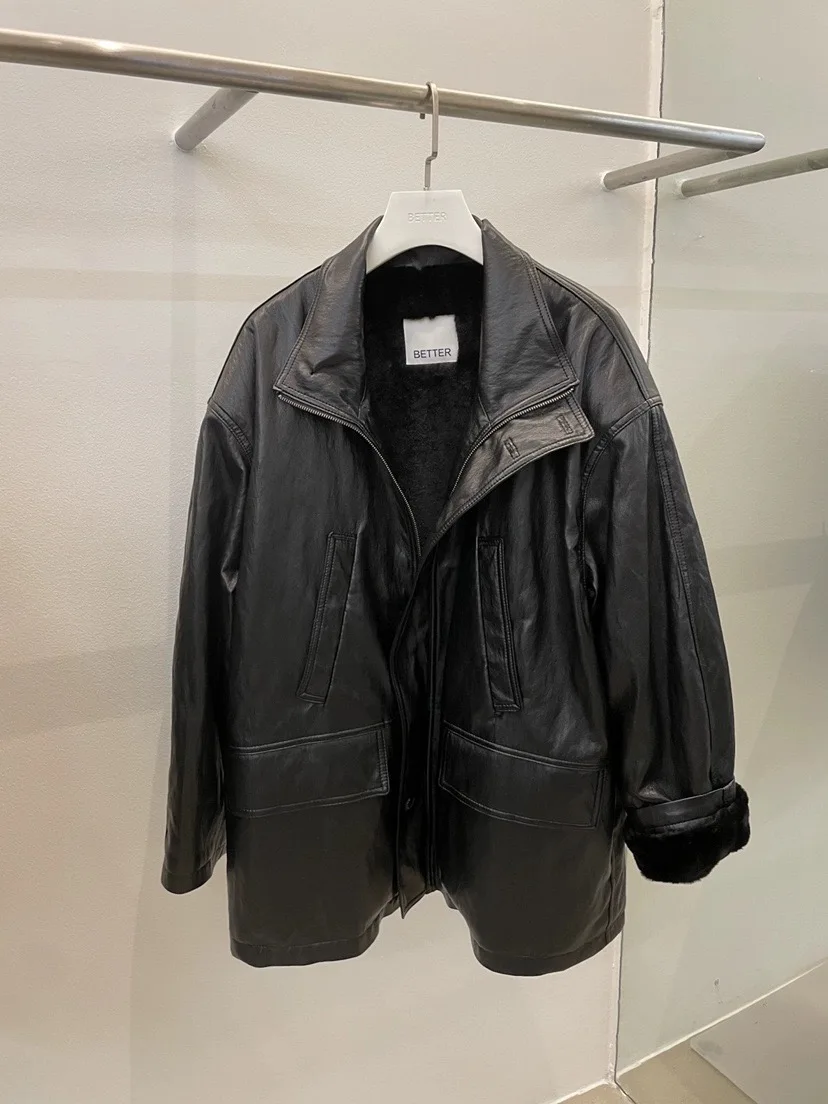 PREON Warmth Cool Autumn Winter New Sle Simple Faionable Long Sve Zipper Casual Fce Lined Leather Jaet Coat
PREON Warmth Cool Autumn Winter New Sle Simple Faionable Long Sve Zipper Casual Fce Lined Leather Jaet Coat