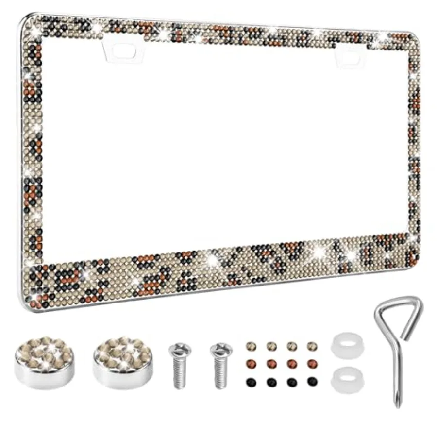 Bling License Plate Frame, Leopard Print License Plate Frames, Sparkly Rhinestone Diamond Tag Holder with Crystal Screws Caps,
Bling License Plate Frame, Leopard Print License Plate Frames, Sparkly Rhinestone Diamond Tag Holder with Crystal Screws Caps,