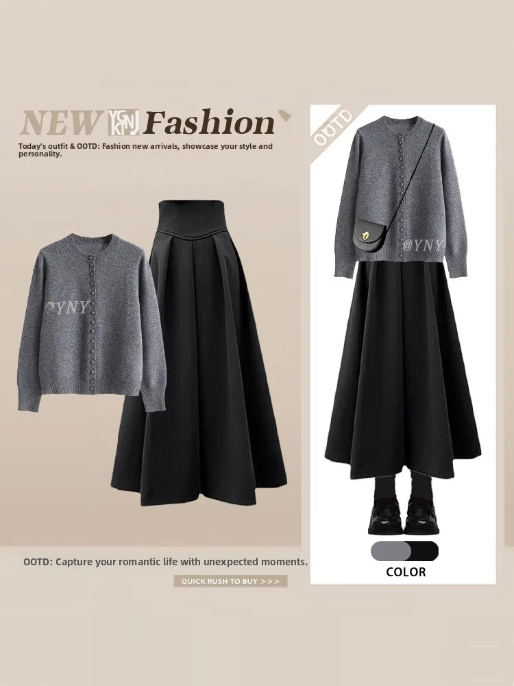 mat Knitted Set Women's Winter Aosphere Bla Long Sve round Ne High Waist Long Skirt Two-Piece Set Luxury Feel
mat Knitted Set Women's Winter Aosphere Bla Long Sve round Ne High Waist Long Skirt Two-Piece Set Luxury Feel