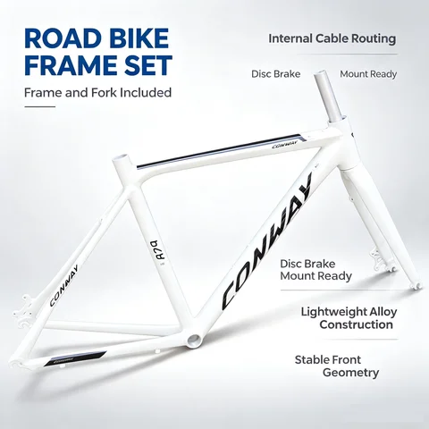 Lightweight Aluminum Alloy Road Bike 700CC Frameset Disc Brake Tapered Head Tube Internal Cable Road Bicycle Frame with Fork