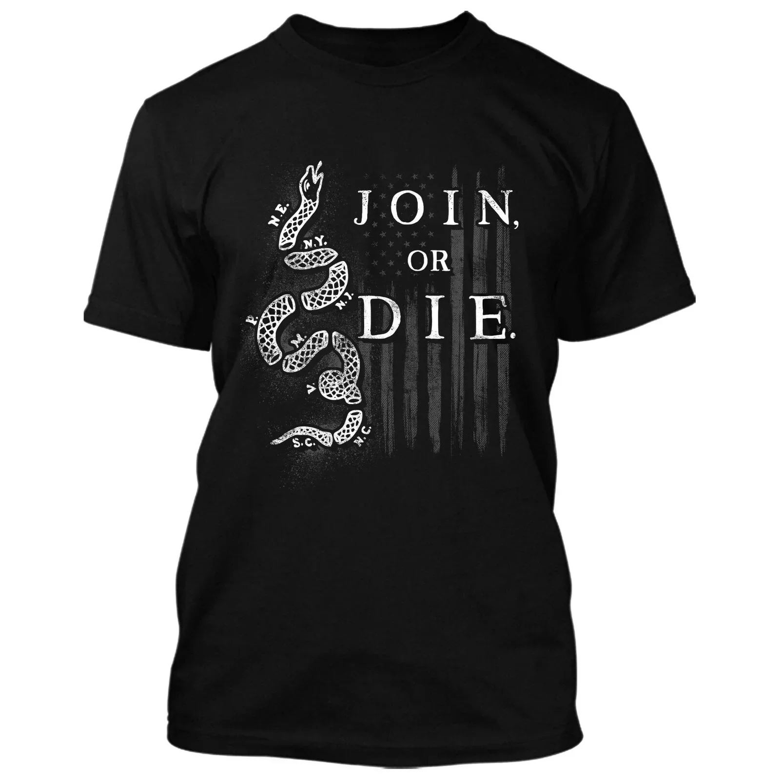 Join or Die Американская независимость патриотическая футболка со змеиным флагом с коротким рукавом Повседневная мужская футболка из 100% хлопка с круглым вырезом Размер S-3XL
Join or Die Американская независимость патриотическая футболка со змеиным флагом с коротким рукавом Повседневная мужская футболка из 100% хлопка с круглым вырезом Размер S-3XL