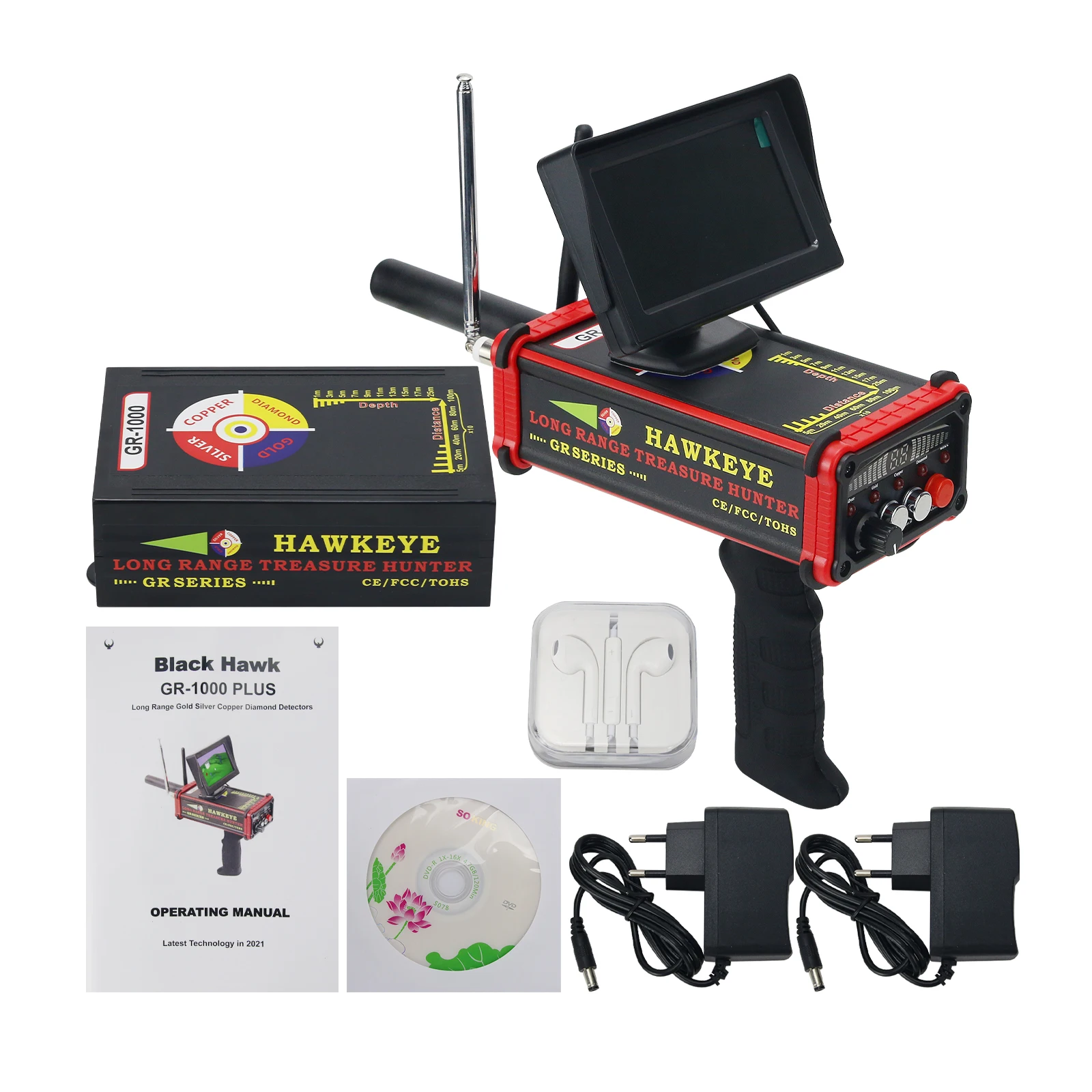 HAWKEYE GR-1000 Plus Aks Gold Detector Long Range Treasure Hunter Gold Finder Metal Detector with Screen
HAWKEYE GR-1000 Plus Aks Gold Detector Long Range Treasure Hunter Gold Finder Metal Detector with Screen