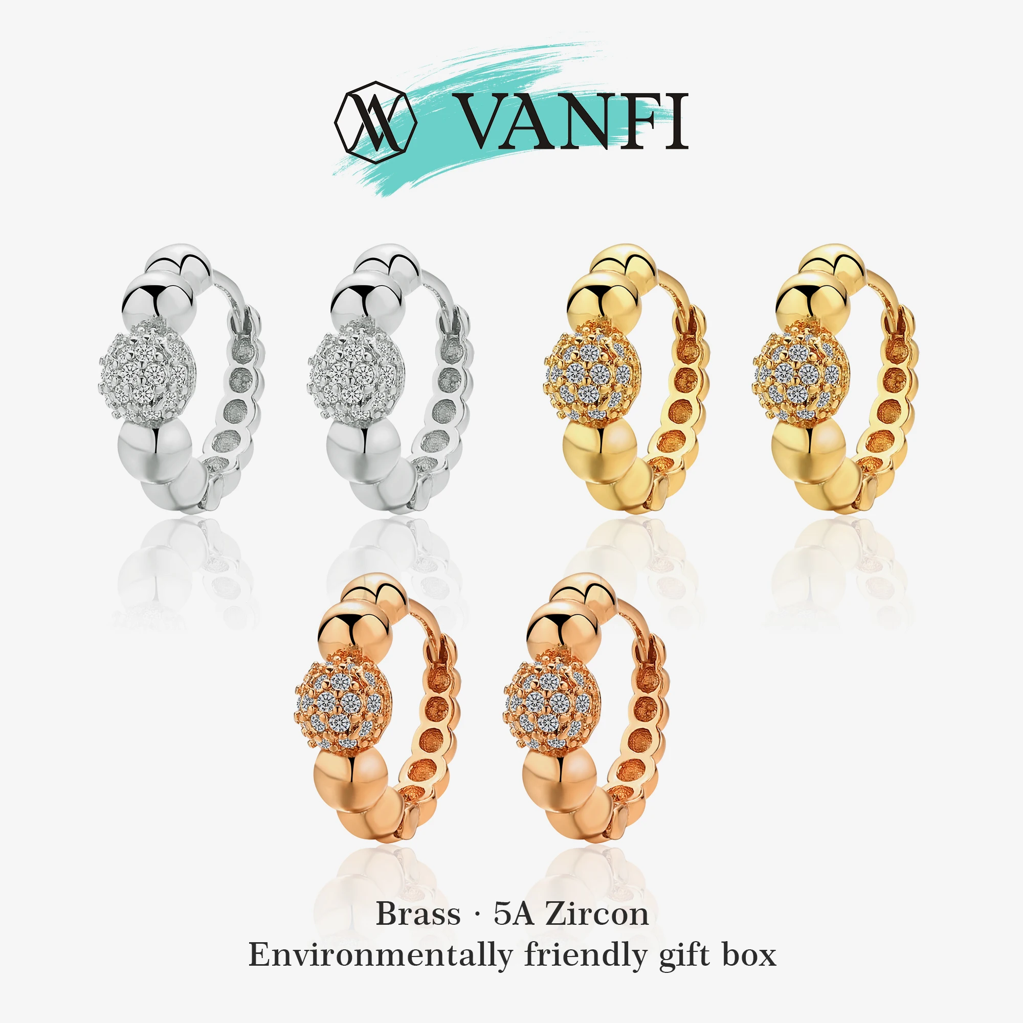 Kfvanfi Designer Women’s Hoop Earrings High Quality 5A Cubic Zirconia Copper 18K Gold Plated Hypoallergenic Luxury Jewelry Gift
Kfvanfi Designer Women’s Hoop Earrings High Quality 5A Cubic Zirconia Copper 18K Gold Plated Hypoallergenic Luxury Jewelry Gift