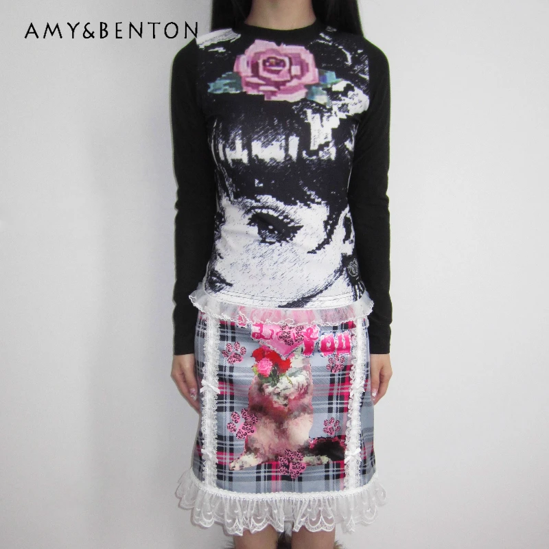 Autumn And Winter New Women's Tops Original Black White Printing Versatile Elastic Thin Slim Velvet Long-sleeved T-shirts Girl
Autumn And Winter New Women's Tops Original Black White Printing Versatile Elastic Thin Slim Velvet Long-sleeved T-shirts Girl