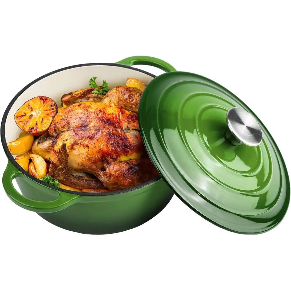 6-Quart Enameled Cast Iron Dutch Oven with Lid - Dual Handles - Oven Safe to 500°F - Round Pot for Baking and Cooking (Green)
6-Quart Enameled Cast Iron Dutch Oven with Lid - Dual Handles - Oven Safe to 500°F - Round Pot for Baking and Cooking (Green)
