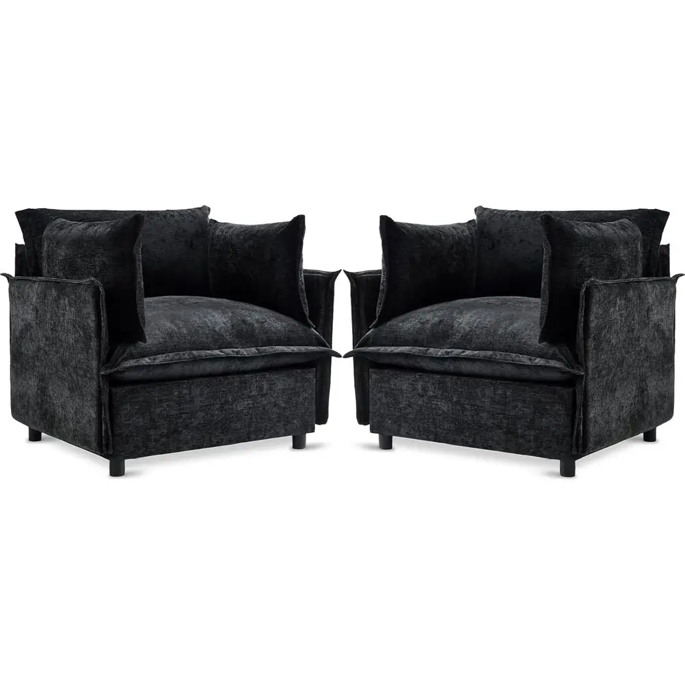 Oversized 2-Piece Accent Chair Set, Black Chenille Upholstered Reading Chairs for Living Room, Bedroom, Home Office, Playroom
Oversized 2-Piece Accent Chair Set, Black Chenille Upholstered Reading Chairs for Living Room, Bedroom, Home Office, Playroom