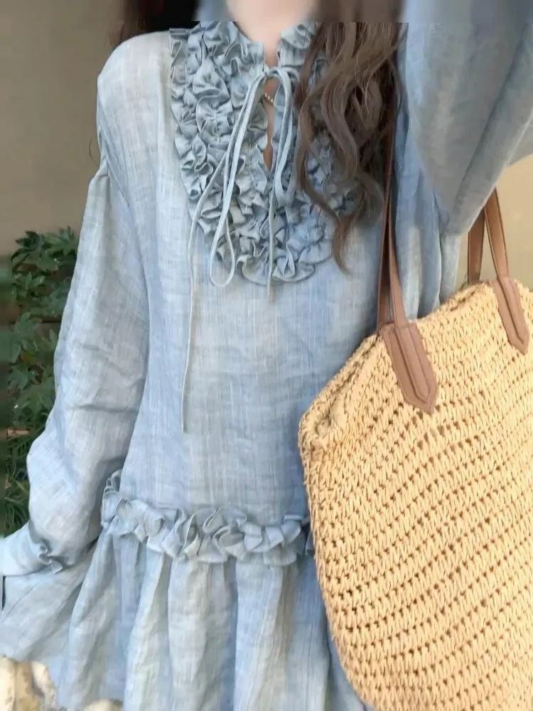 Женская свободная блузка в корейском стиле для повседневной носки, весенняя новинка, дизайнерская модель, топ с цветочным принтом из льна
Женская свободная блузка в корейском стиле для повседневной носки, весенняя новинка, дизайнерская модель, топ с цветочным принтом из льна