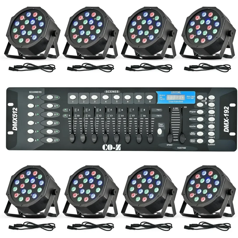 Effect Lighting , 8 Pcs 18x3W RGB Par Can Lights Package with Remote Controller Sound Activated Stage LED Stage Lights DMX
Effect Lighting , 8 Pcs 18x3W RGB Par Can Lights Package with Remote Controller Sound Activated Stage LED Stage Lights DMX