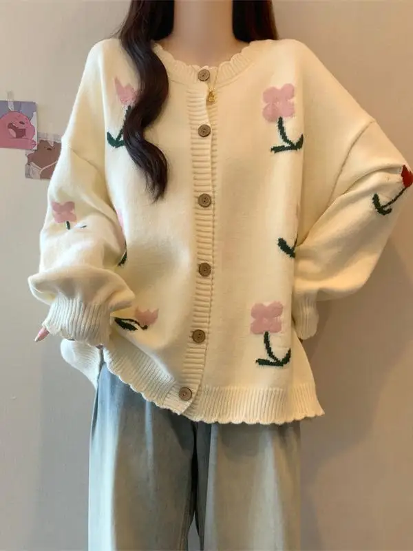 Embroidery Floral Sweet Green Cardigan Women Long Sleeve Retro Harajuku Knitted Sweaters Korean Female O-neck Top Autumn Jackets
Embroidery Floral Sweet Green Cardigan Women Long Sleeve Retro Harajuku Knitted Sweaters Korean Female O-neck Top Autumn Jackets