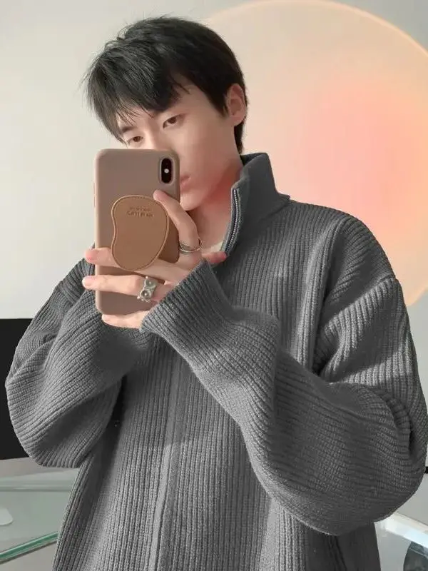 Casual Knitted f-High Collar Open Cardigan Spring Autumn Loose Versatile Trendy Men's Long Sve Sweatirt Jaet
Casual Knitted f-High Collar Open Cardigan Spring Autumn Loose Versatile Trendy Men's Long Sve Sweatirt Jaet