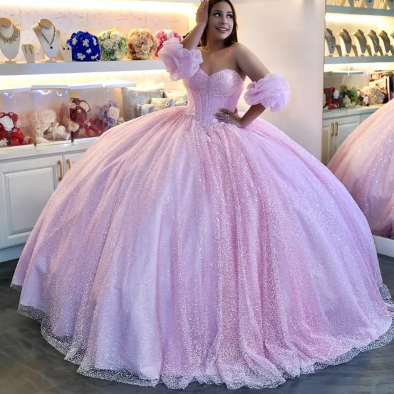 Customized Shiny Pink Quinceanera Dresses Off the Shoulder Golden Tull applique crystal layering Vestido De 15 Quinceanera
Customized Shiny Pink Quinceanera Dresses Off the Shoulder Golden Tull applique crystal layering Vestido De 15 Quinceanera