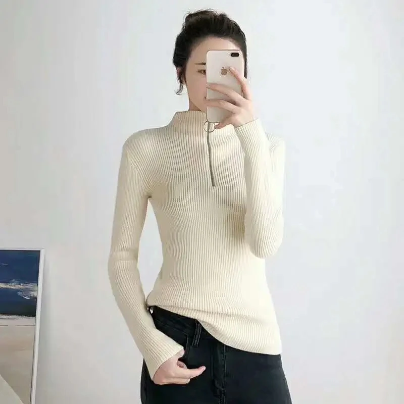 Turtleneck Pull Knitted Sweater Autumn Winter Clothes Long Sleeve Jumper Women Zipper Skinny Solid Basic Soft Bottoming Shirt
Turtleneck Pull Knitted Sweater Autumn Winter Clothes Long Sleeve Jumper Women Zipper Skinny Solid Basic Soft Bottoming Shirt
