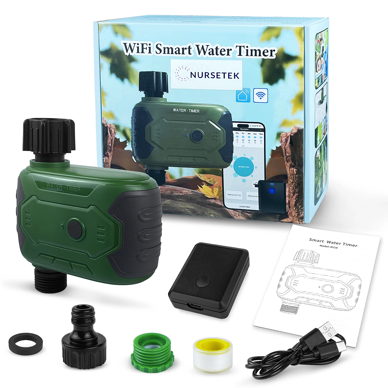 Smart Water Timer Intelligent Irrigation Watering WIFI System Remote Control, Manual Watering Fit In Water inlet NH3/4 11.5inch
Smart Water Timer Intelligent Irrigation Watering WIFI System Remote Control, Manual Watering Fit In Water inlet NH3/4 11.5inch