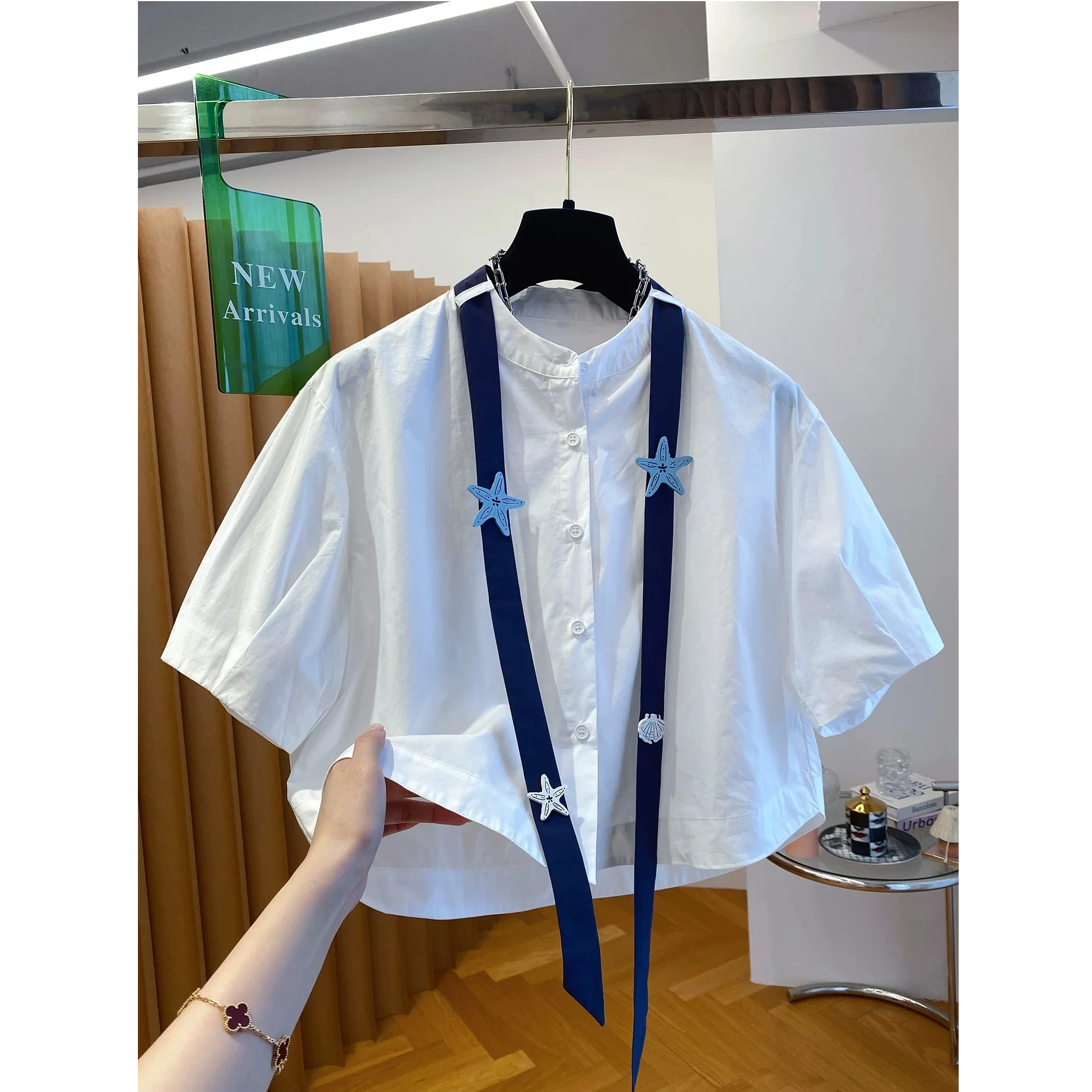 White High Waist Short Shirt Women's Short Sleeve 2026 New Summer Loose Elegant Small Size Belted Top Commute Style Button De...
White High Waist Short Shirt Women's Short Sleeve 2026 New Summer Loose Elegant Small Size Belted Top Commute Style Button De...