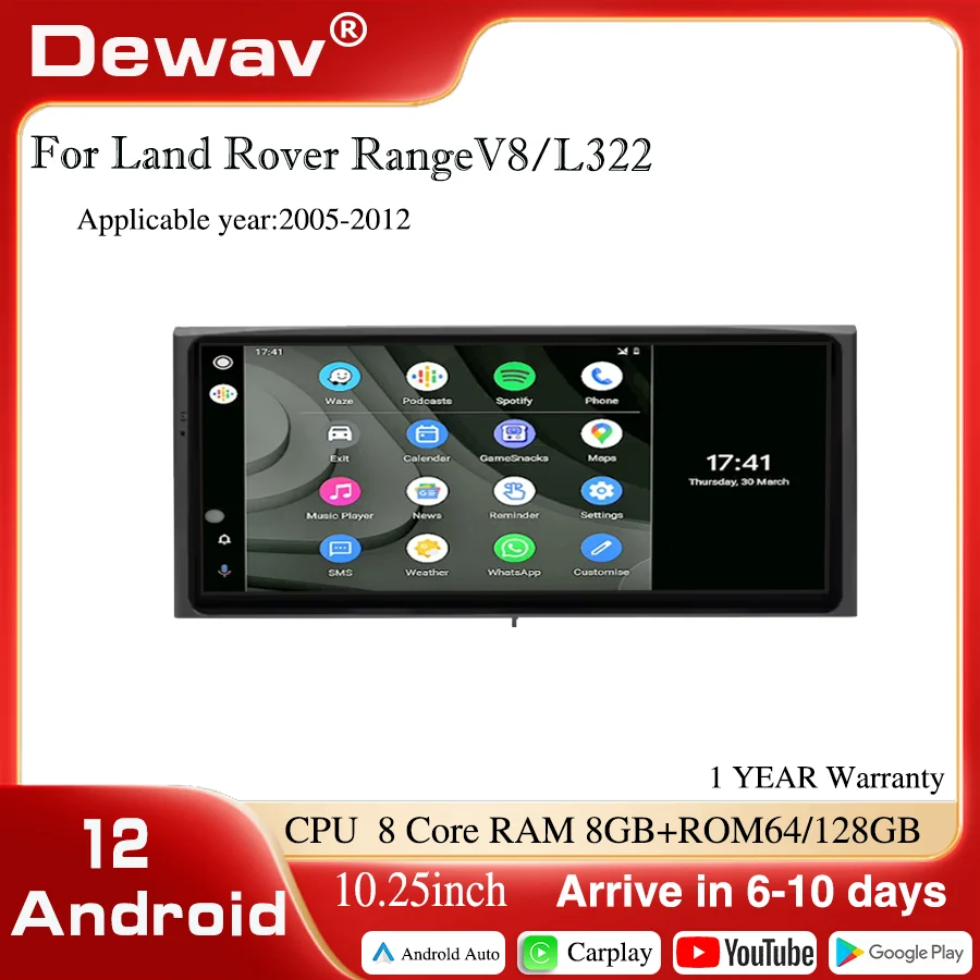 10.25 inch Radio Carplay Multimedia player For 2002-2012 Range Rover V8 L322 Android navigation DSP Support for 360 camera
10.25 inch Radio Carplay Multimedia player For 2002-2012 Range Rover V8 L322 Android navigation DSP Support for 360 camera