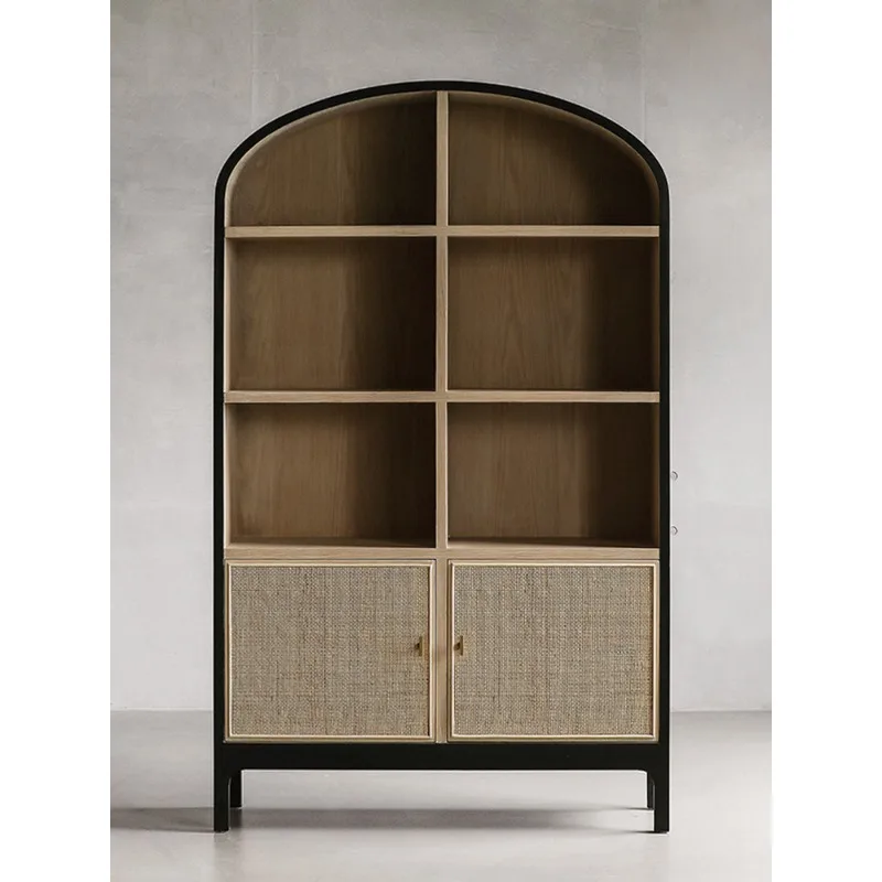 Solid wood arched bookshelf, locker, wabi-sabi retro rattan study display cabinet
Solid wood arched bookshelf, locker, wabi-sabi retro rattan study display cabinet