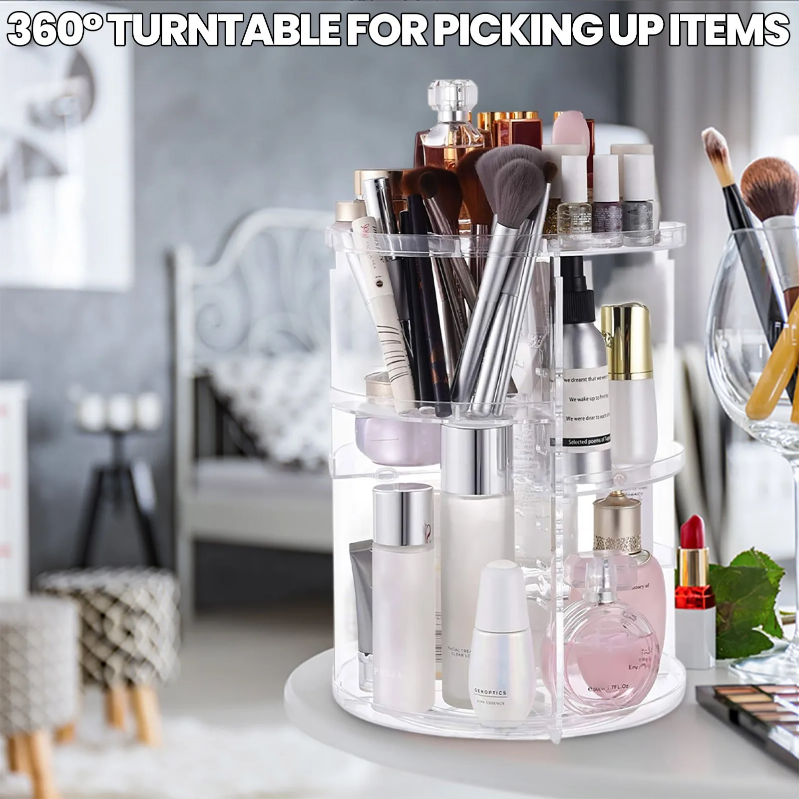 Space Management Rotating Cosmetics Storage Rack Acrylic Double-Layer Multifunctional Makeup Brush Rack Makeup Bag Box Makeup
Space Management Rotating Cosmetics Storage Rack Acrylic Double-Layer Multifunctional Makeup Brush Rack Makeup Bag Box Makeup