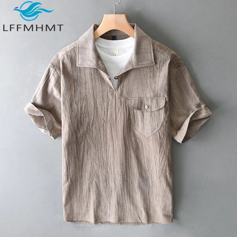 T220 Men's Cotton Linen Shirt Summer Fashion Turn Down Collar Pocket Short Sleeve Casual Loose Vintage Blouse Soft Cozy Top Male
T220 Men's Cotton Linen Shirt Summer Fashion Turn Down Collar Pocket Short Sleeve Casual Loose Vintage Blouse Soft Cozy Top Male