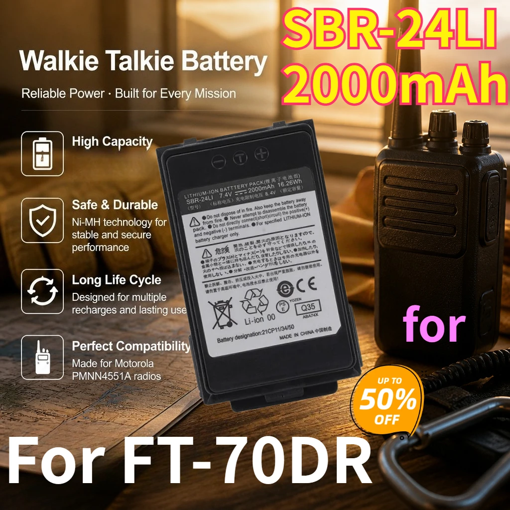 High Quality SBR-24LI 2000mAh Walkie Talkie Batteries for FT-70DR 7.4V 16.26Wh Replace Rechargeable Lithium-ion Battery
High Quality SBR-24LI 2000mAh Walkie Talkie Batteries for FT-70DR 7.4V 16.26Wh Replace Rechargeable Lithium-ion Battery