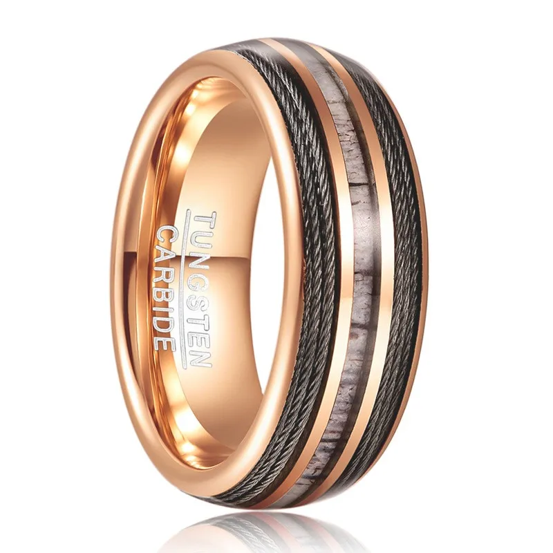 Man/Woman Wedding Ring Anniversary Ring Inlaid Cable and Antler 8mm Rose Gold Tungsten Carbide Ring Men's Ring Fit Size 7-12
Man/Woman Wedding Ring Anniversary Ring Inlaid Cable and Antler 8mm Rose Gold Tungsten Carbide Ring Men's Ring Fit Size 7-12