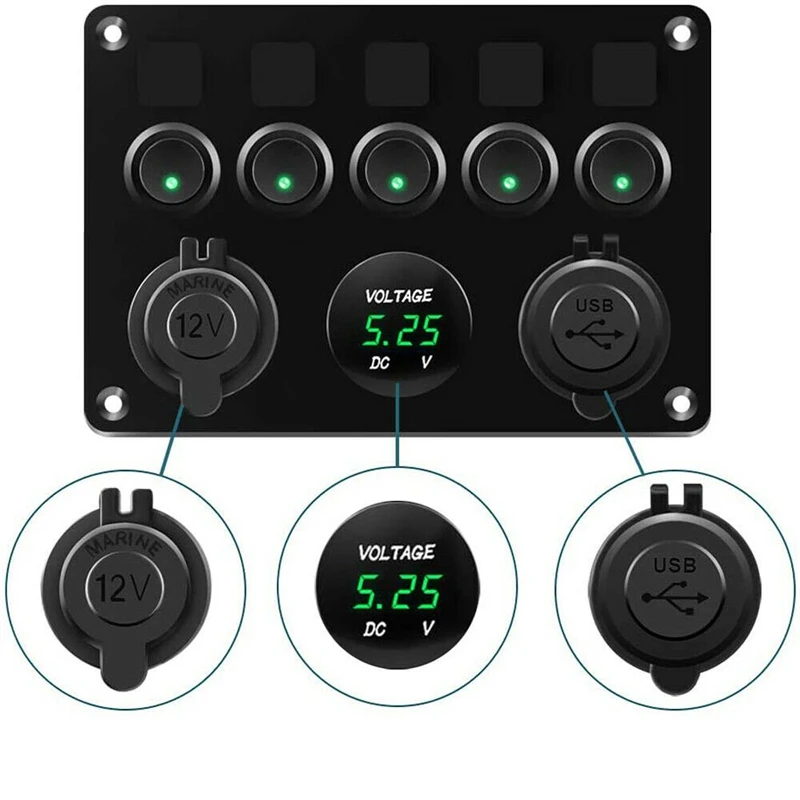 5 Gang 12V Switch Panel ON-OFF Rocker Toggle Waterproof for Boat Marine RV Truck Red
5 Gang 12V Switch Panel ON-OFF Rocker Toggle Waterproof for Boat Marine RV Truck Red