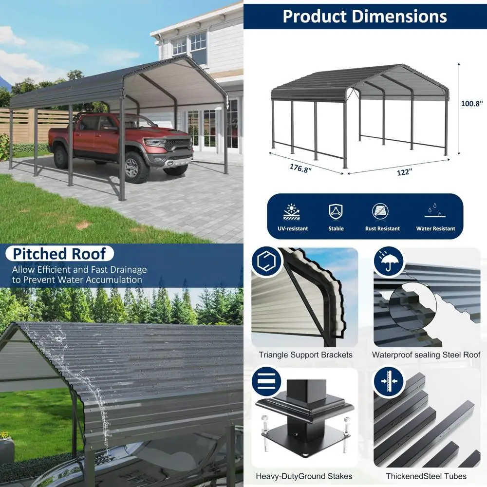 10x15 metal carport carports with enhanced base heavy duty garage outdoor galvanized car shelter for car, boats and truck
10x15 metal carport carports with enhanced base heavy duty garage outdoor galvanized car shelter for car, boats and truck