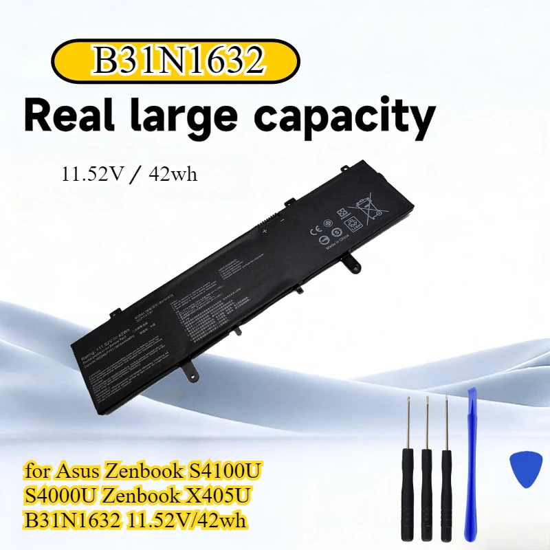 B31N1632 Laptop Battery for Asus Zenbook S4100U S4000U Zenbook X405U B31N1632 11.52V/42wh
B31N1632 Laptop Battery for Asus Zenbook S4100U S4000U Zenbook X405U B31N1632 11.52V/42wh
